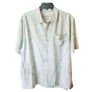 Tommy Bahama 100% silk original fit short sleeve button bamboo shirt SZ L beige